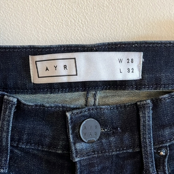 AYR Dark Wash Distressed Tall Long Stretch Skinny Jeans - Size 28x32 - Picture 11 of 12